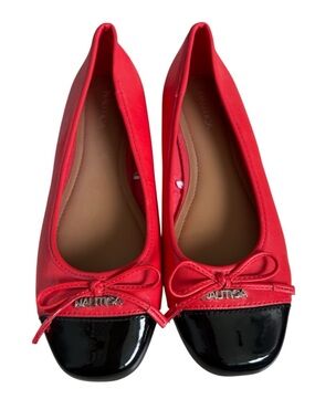 NAUTICA Faux Leather Red & Black Ballet Flats shoes size 8